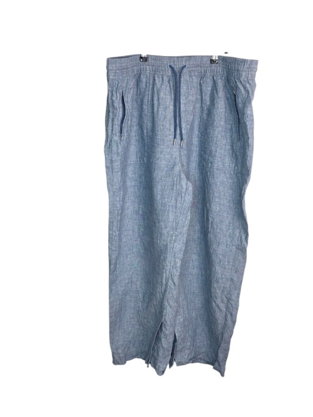Athleta Retreat Linen High Rise Wide Leg Pant, Blue, 100% Linen, Relaxed, Sz 18